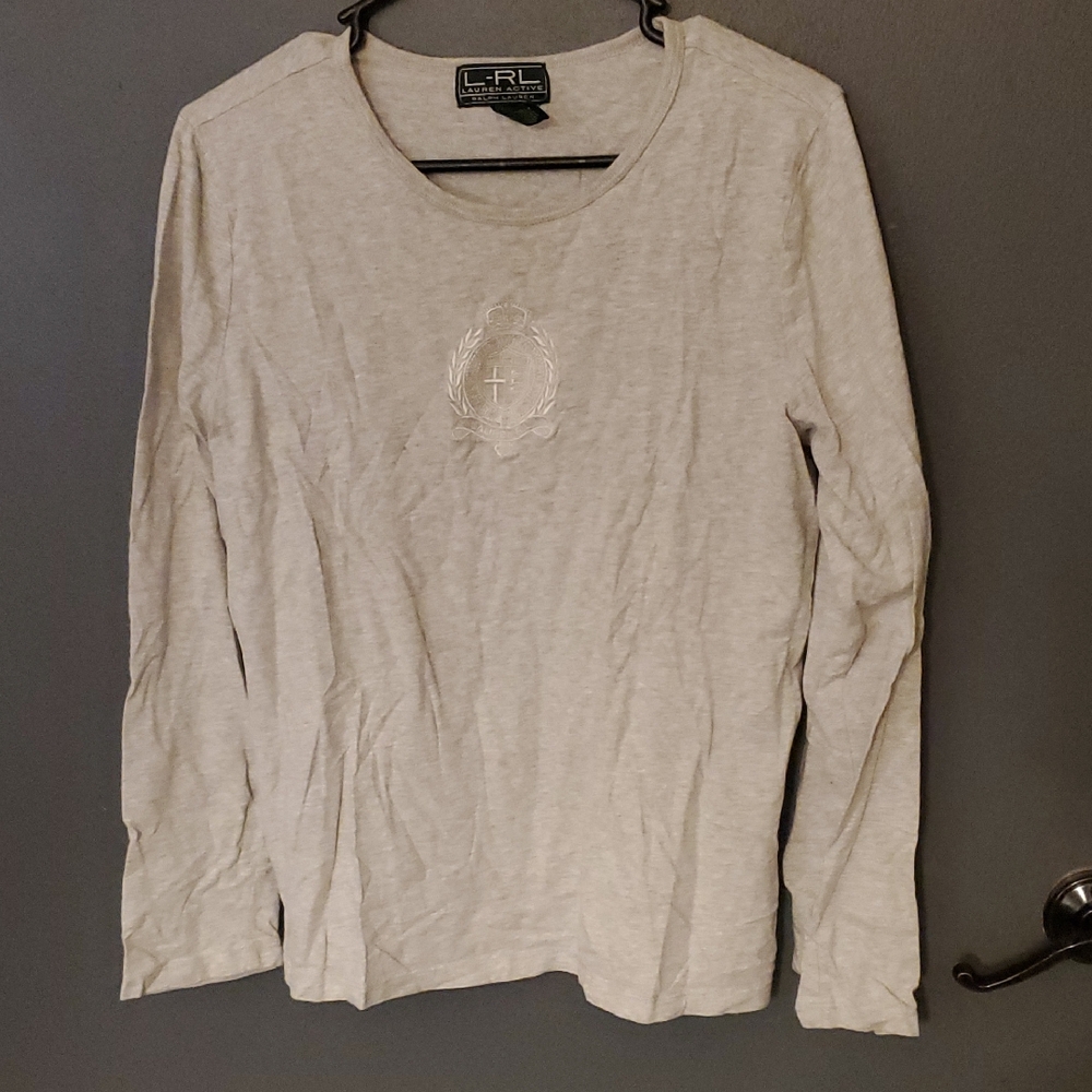 Lauren Ralph Lauren Light Gray Long Sleeve Top